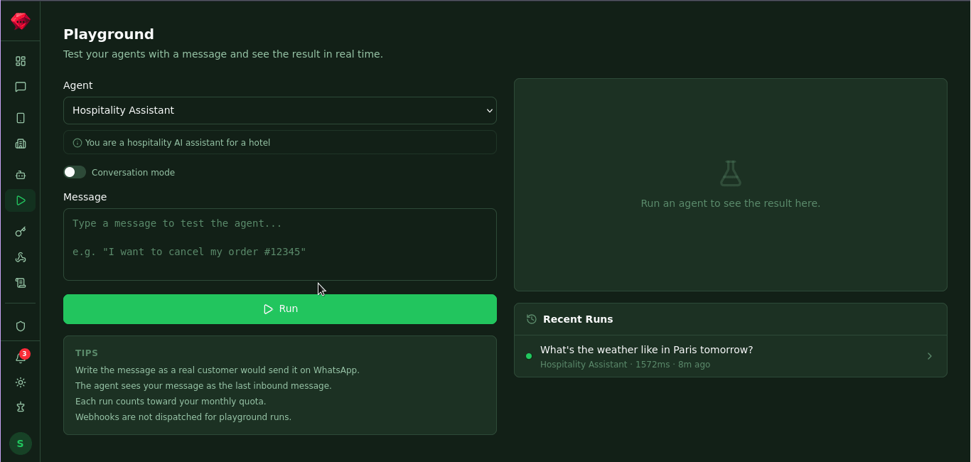 Playground demo — messy input to clean output
